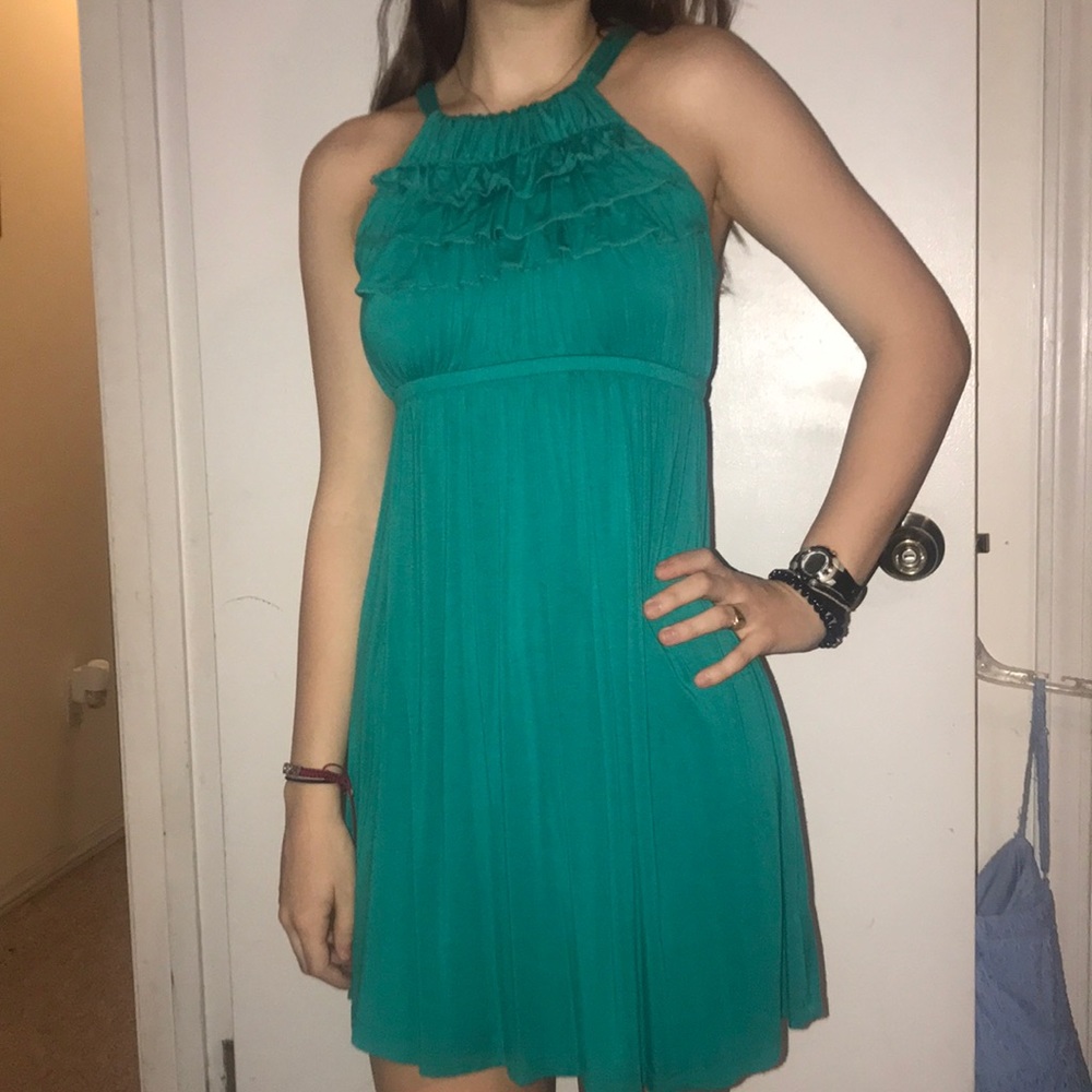 Turquoise dress with ruffles